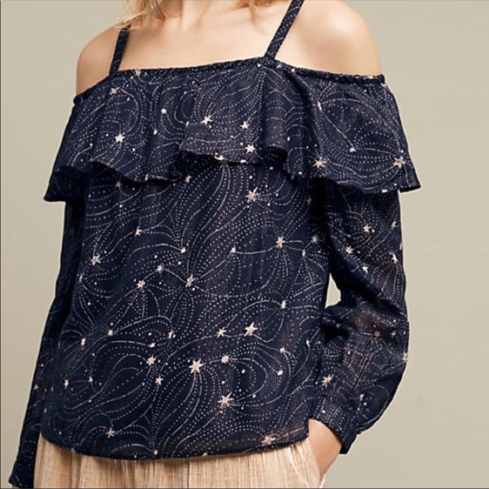 Anthropologie floreat starlit off the shoulder top